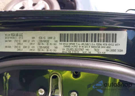 2016 Ram 2500 Outdoorsman from USA, damaged, VIN 3C6UR5DL3GG157057